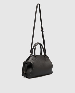Christian Villa Grey leather tote bag with logo embossing 06686