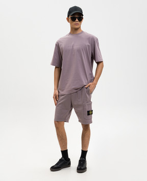 Stone Island Purple shorts with logo patch L1S156200011S0051
