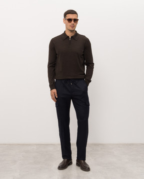 Castangia dal 1850 Dark brown wool and silk polo shirt CS5304