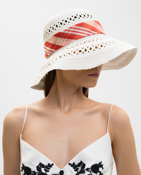 Ermanno Scervino White hat with contrasting scarf D483V310QAS