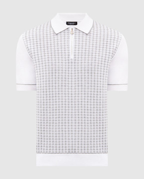 Stefano Ricci White polo shirt with patterned silk K616463P31F26225