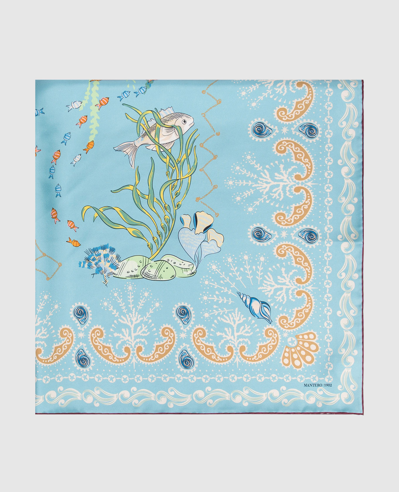 

Coral Garden Blue Silk Scarf MANTERO 1902, Light blue