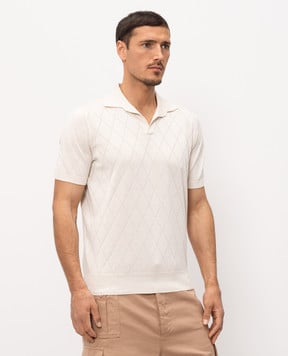 Brunello Cucinelli Ivory geometric polo shirt M29806505P