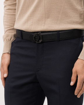 Stefano Ricci Black leather belt with monogram logo N382VDC366U
