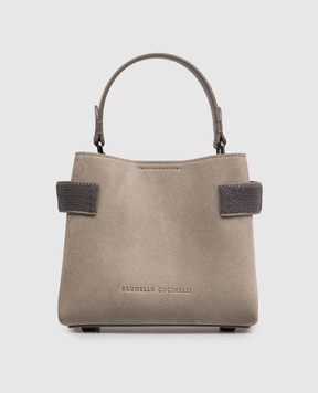 Brunello Cucinelli Essence khaki suede bag MBDLD2499