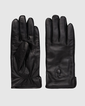 Trussardi Black leather gloves with emblem E301X000002NMG002L40