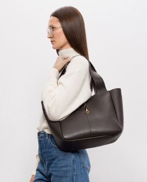 Christian Villa Dark brown leather tote bag 06683