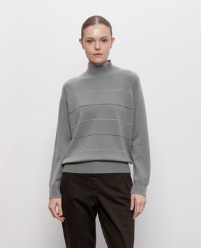 Peserico Green wool, silk and cashmere sweater with monil chain A99866F1209283