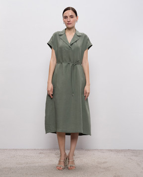 Peserico Green linen midi dress S02412A02647