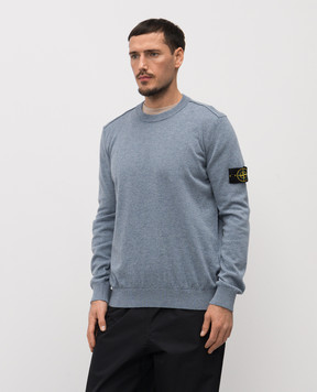 Stone Island Blue wool sweater with logo L1S155100010S00B4