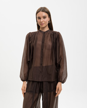 Twinset Brown blouse with drapery 261TF2040