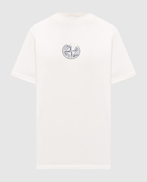 Stone Island Ivory T-shirt with logo emblem print L2S152100001S0533