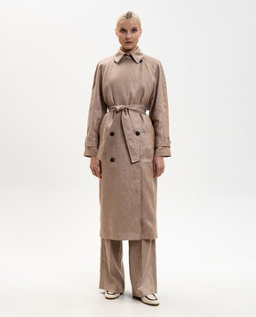 Brunello Cucinelli Beige linen trench coat with lurex MH5269873