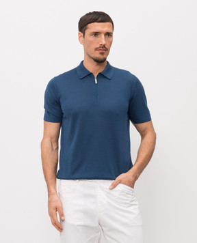 Bertolo Cashmere Blue silk polo shirt 900270000026