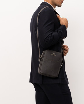 Enrico Mandelli Brown leather bag with textured logo 0FRONT7213