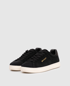 Palm Angels Black suede sneakers with logo print PMIA110S26LEA001