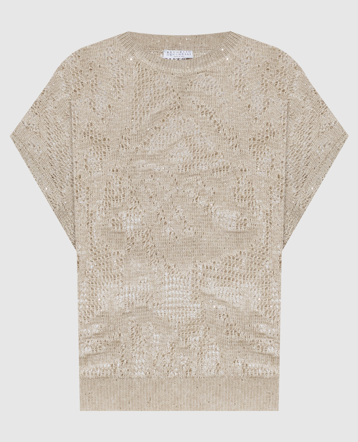 Beige knitted linen top