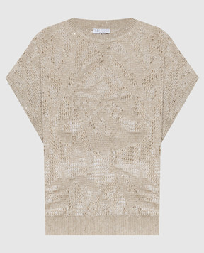 Brunello Cucinelli Beige knitted linen top MDT771010