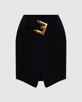 Balmain Black wool skirt GF1LBB22WC09