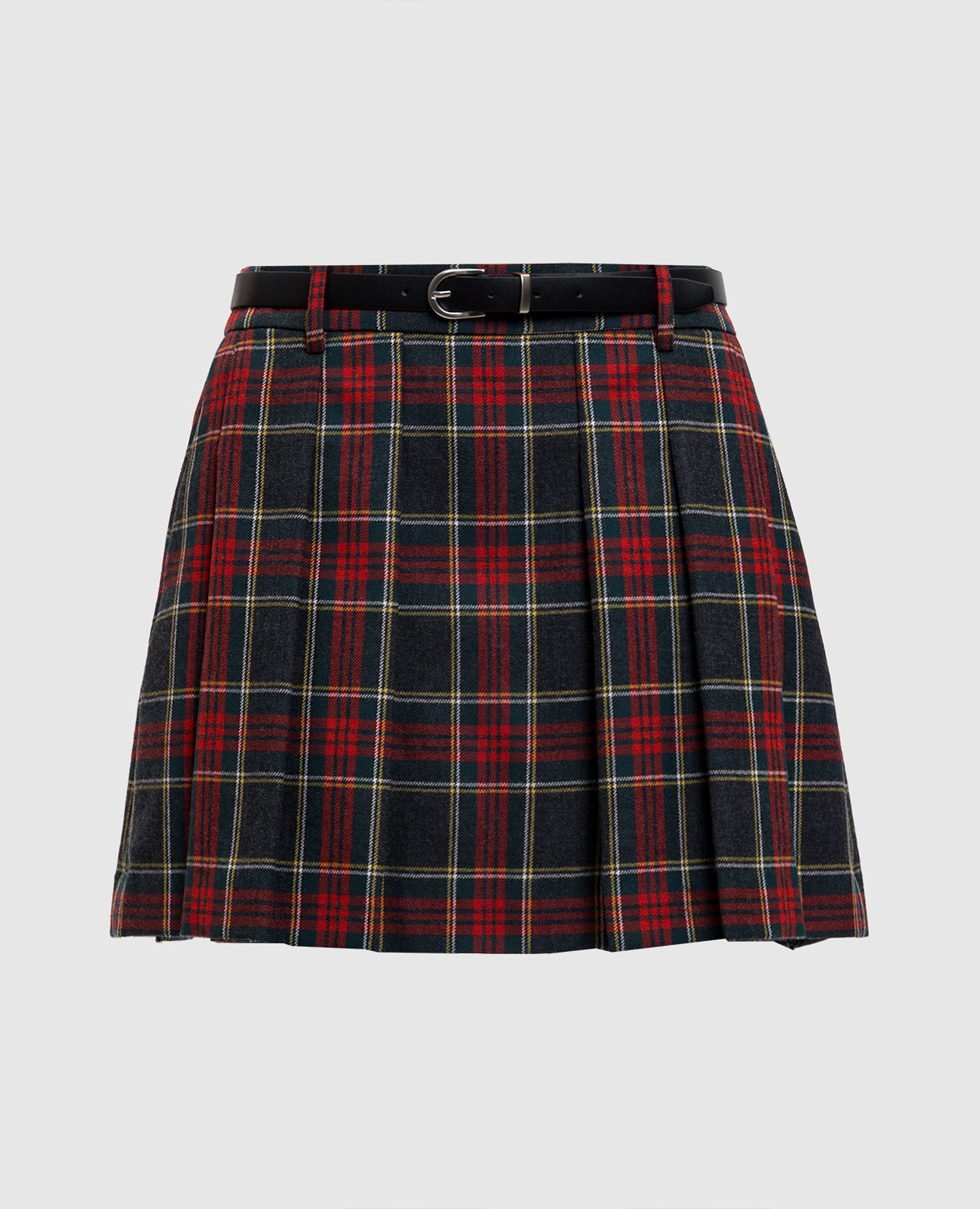 

Gray checked wool mini skirt Juun.j, Grey