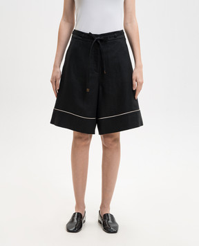 Agnona Black linen Bermuda shorts T81102YU3034