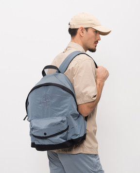 Stone Island Children's blue backpack with logo L1S169200003S0064