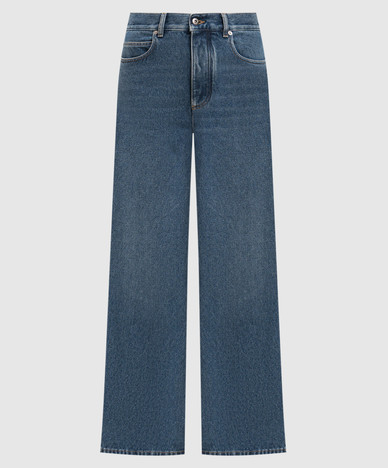 Blue flared jeans with logo patch