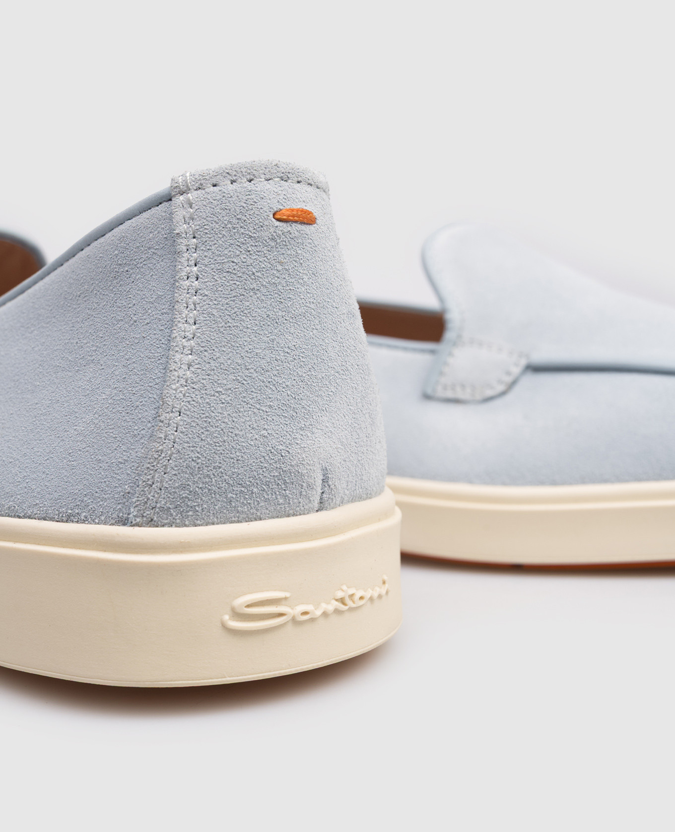 

Blue suede loafers Santoni, Light blue