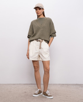 Brunello Cucinelli Khaki pullover with lurex MST258302