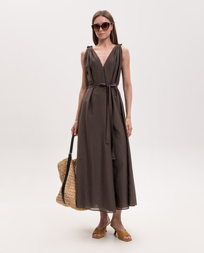 Solotre Brown dress with silk M1AB0098