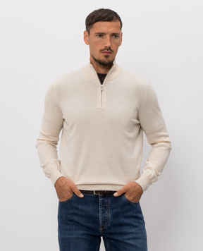 Brunello Cucinelli Ivory cashmere zip-up jumper M2200124