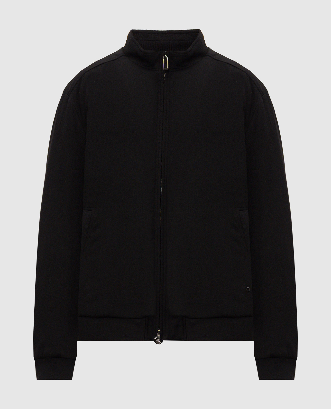 Black cashmere jacket with metal logo