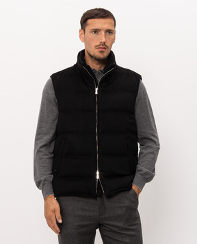 Enrico Mandelli Black cashmere down vest 4T772A4816