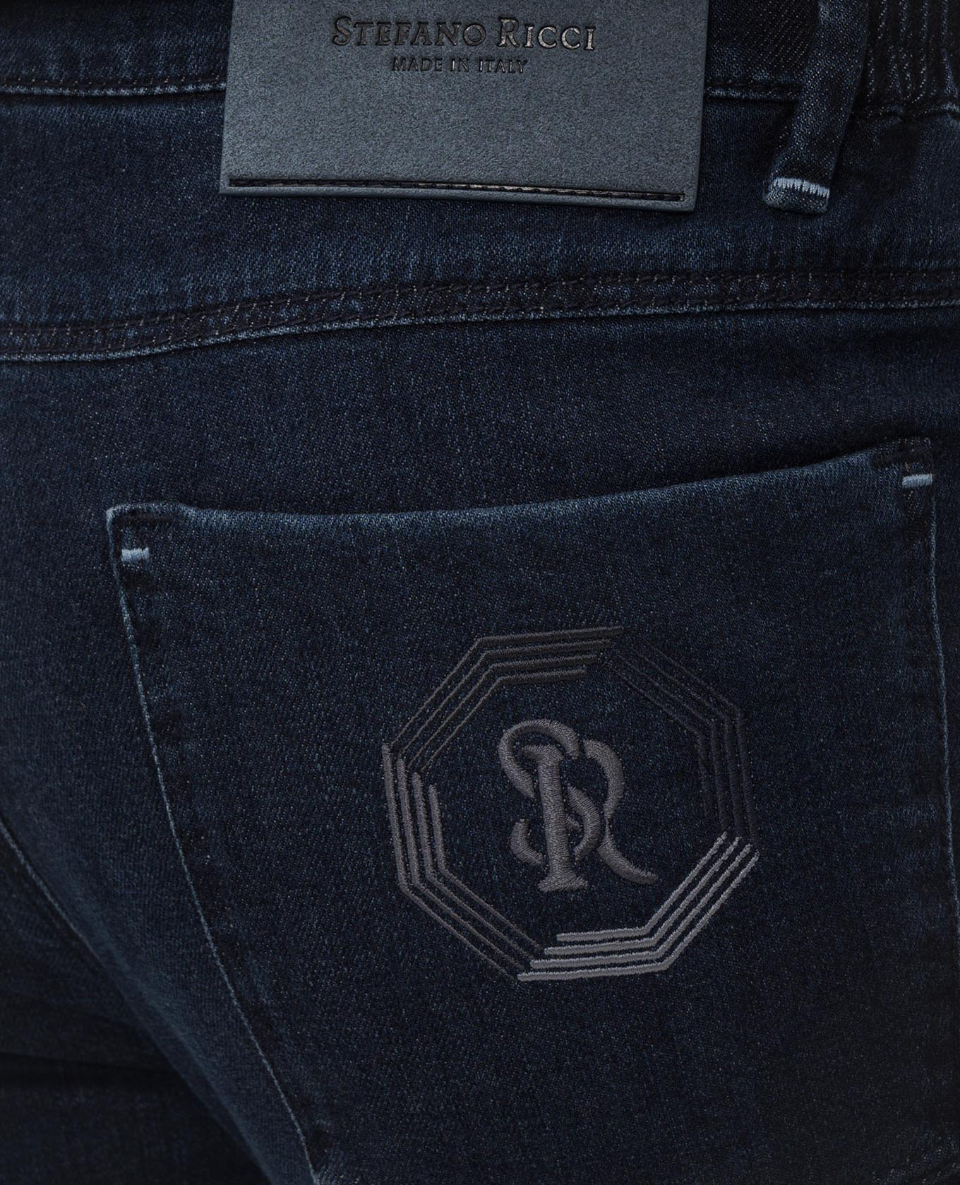Blue jeans with monogram embroidery Stefano Ricci 5