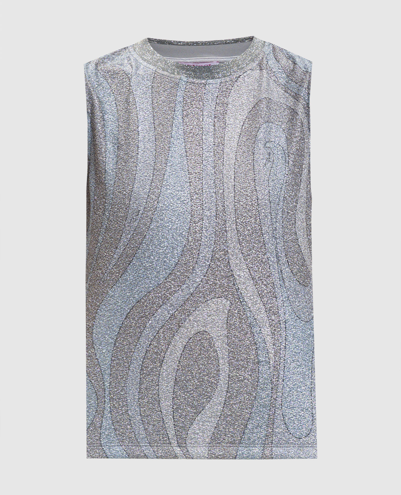 Grijze top met Marmo print en lurex