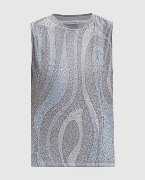 PUCCI Gray top in Marmo print with lurex 5UTP105U767