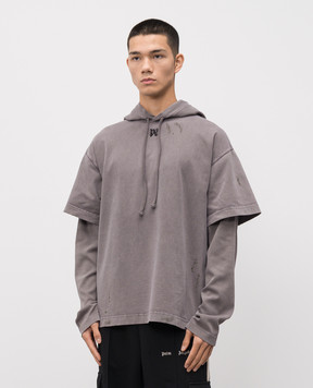 Palm Angels Grey hoodie with vintage effect PMBB178F25FLE001