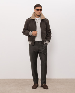 Agnona Khaki wool trousers T710U6YU1142