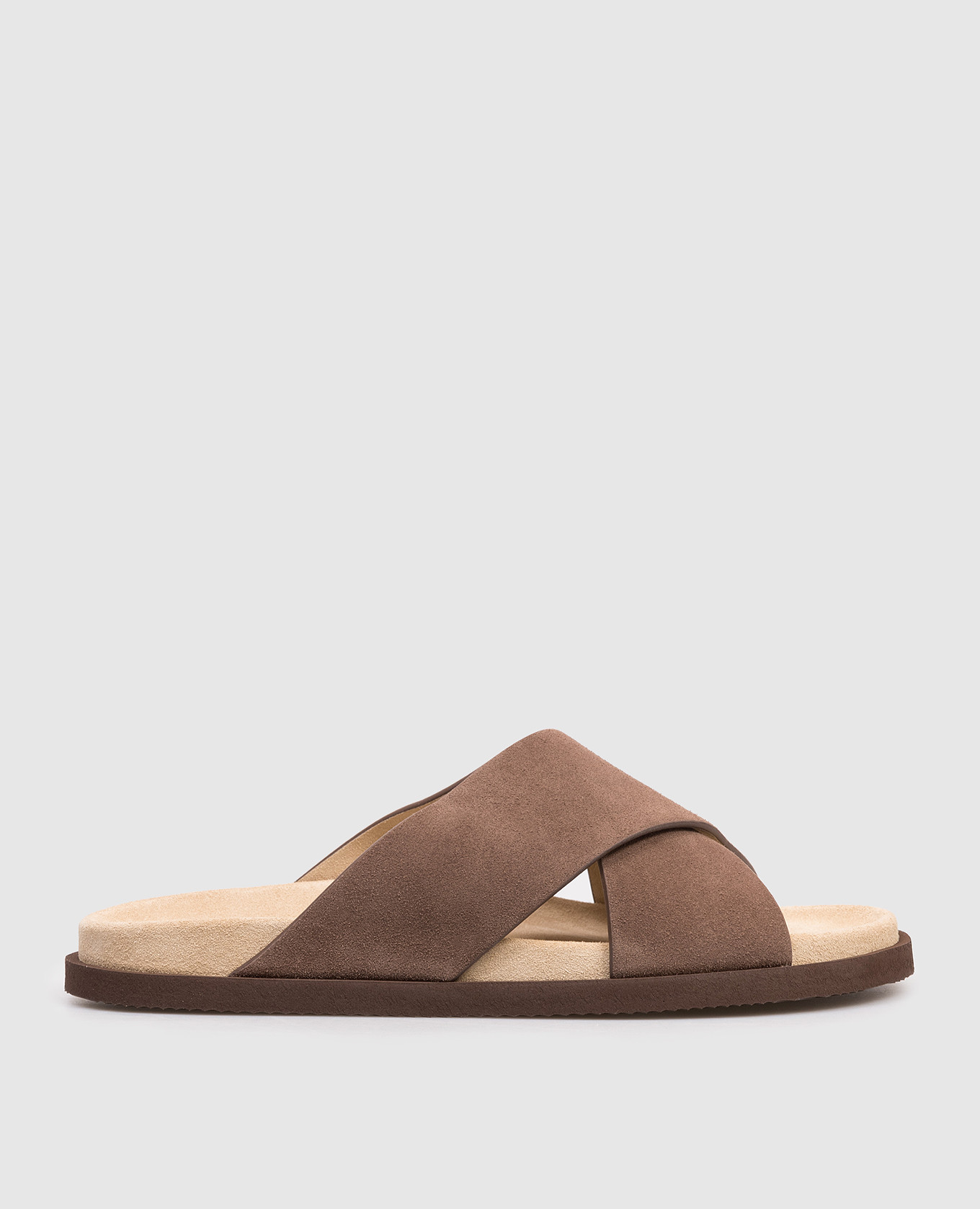 Brown suede flip-flops