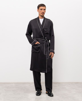Zimmerli Black silk robe 600075131067