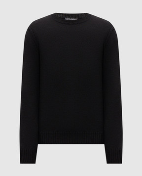 Dolce&Gabbana Black wool sweater with logo patch GXX02TJDVIH