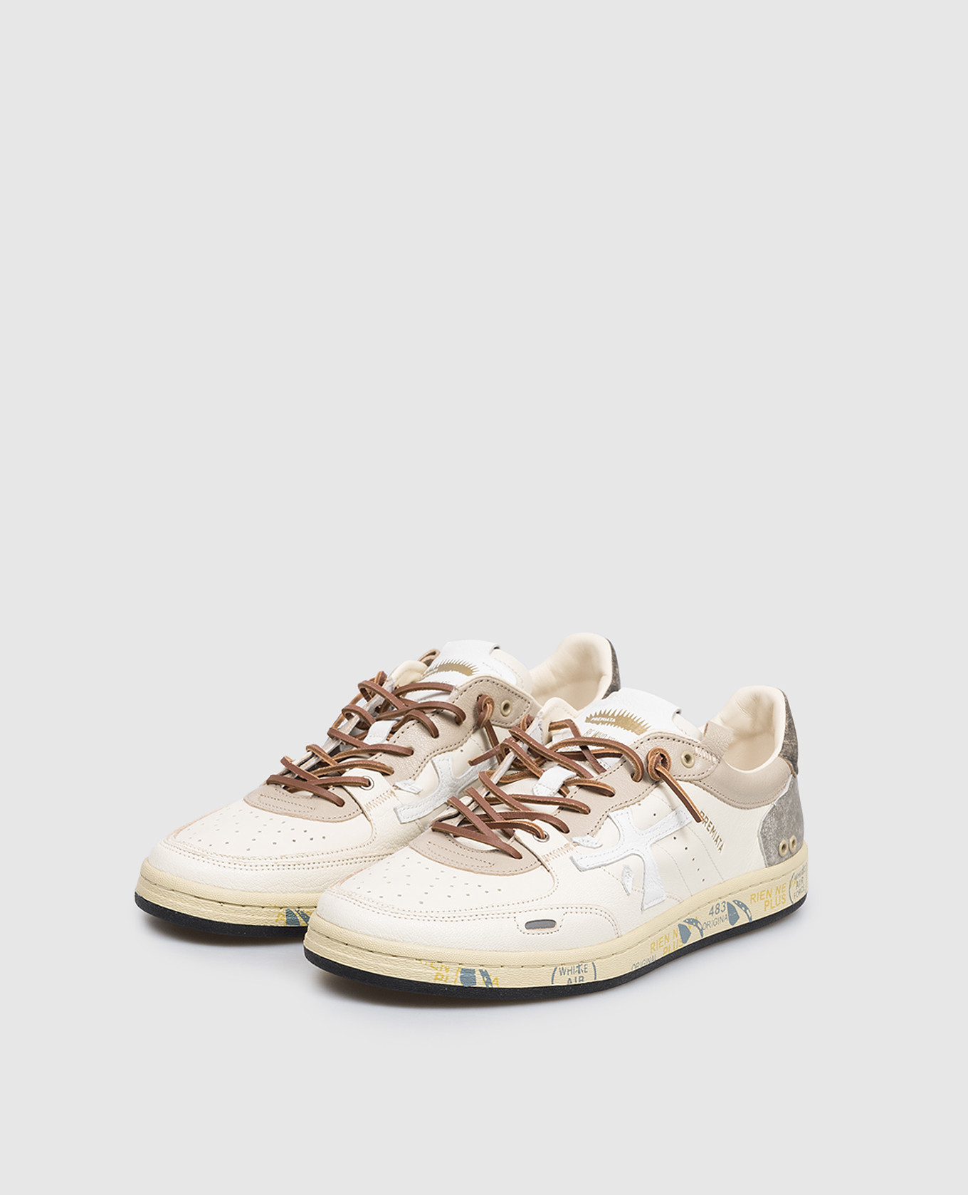 

Beige leather sneakers BSKT CLAY Premiata