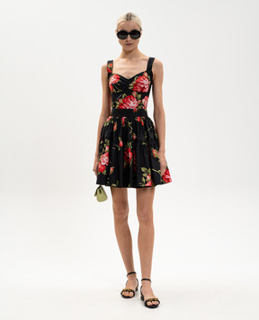 Dolce&Gabbana Black floral print mini skirt F4CB1THS5UT
