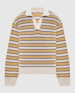 Brunello Cucinelli Ivory striped pullover with lurex MAZ263805P