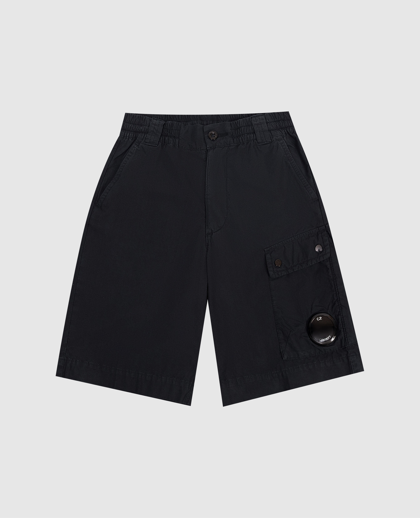 Children's blue shorts with logo patch