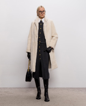 Yves Salomon Reversible ivory sheepskin coat 21WYM60504MESI