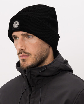 Stone Island Black hat with logo patch L2S15N100102S00D7