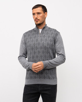 Stefano Ricci Gray wool, silk and cashmere patterned jumper KE08015L01E25371