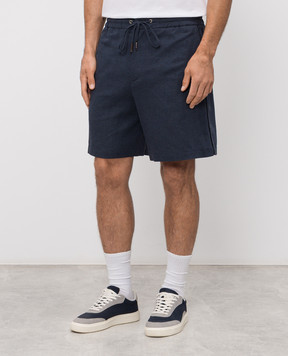 Iceberg Blue linen shorts with logo D0403625