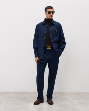 Valentino Blue pants with emblem 8V3RBO20ALS